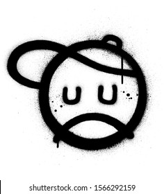 Graffiti Sad Face Icon Sprayed Black Stock Vector (Royalty Free ...