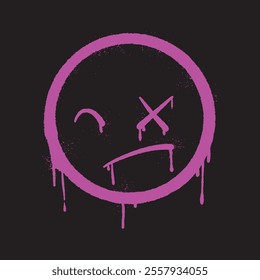Graffiti of sad smile spray paint illustration vector