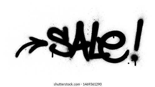 graffiti sale word sprayed in black over white