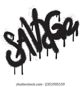 graffiti savage text sprayed in black over white.