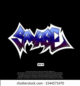 Graffiti savage word vector illustration can be used for stickers, Printing on T Shirt or Clothes