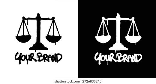 Graffiti Escalas de la justicia logo diseño de Vector