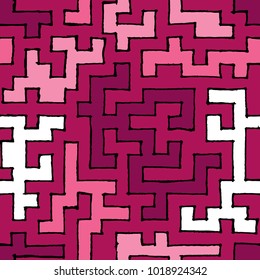 Graffiti Seamless Background. Abstract Psychedelic Motif with Labyrinth of Tangled Lines. Organic Hippie Style. Crazy Cartoon Pattern. Seamless Background for Textile, Wallpaper, Wrapping.