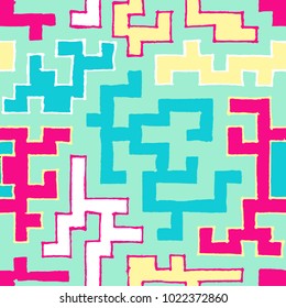 Graffiti Seamless Background. Abstract Psychedelic Motif with Labyrinth of Tangled Lines. Organic Hippie Style. Crazy Cartoon Pattern. Seamless Background for Textile, Wallpaper, Wrapping.
