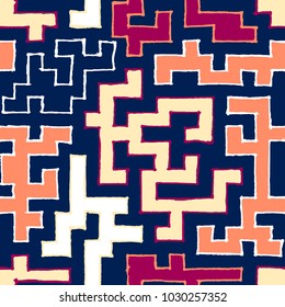 Graffiti Seamless Background. Abstract Psychedelic Motif with Labyrinth of Tangled Lines. Organic Hippie Style. Crazy Cartoon Pattern. Seamless Background for Textile, Wallpaper, Wrapping.