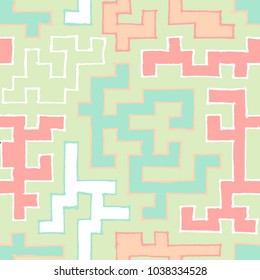 Graffiti Seamless Background. Abstract Psychedelic Motif with Labyrinth of Tangled Lines. Organic Hippie Style. Crazy Cartoon Pattern. Seamless Background for Textile, Wallpaper, Wrapping.