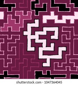 Graffiti Seamless Background. Abstract Psychedelic Motif with Labyrinth of Tangled Lines. Organic Hippie Style. Crazy Cartoon Pattern. Seamless Background for Textile, Wallpaper, Wrapping.