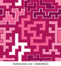 Graffiti Seamless Background. Abstract Psychedelic Motif with Labyrinth of Tangled Lines. Organic Hippie Style. Crazy Cartoon Pattern. Seamless Background for Textile, Wallpaper, Wrapping.