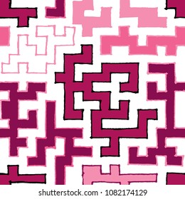 Graffiti Seamless Background. Abstract Psychedelic Motif with Labyrinth of Tangled Lines. Organic Hippie Style. Crazy Cartoon Pattern. Seamless Background for Textile, Wallpaper, Wrapping.