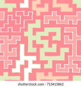 Graffiti Seamless Background. Abstract Psychedelic Motif with Labyrinth of Tangled Lines. Organic Hippie Style. Crazy Cartoon Pattern. Seamless Background for Textile, Wallpaper, Wrapping.