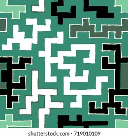 Graffiti Seamless Background. Abstract Psychedelic Motif with Labyrinth of Tangled Lines. Organic Hippie Style. Crazy Cartoon Pattern. Seamless Background for Textile, Wallpaper, Wrapping.