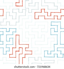 Graffiti Seamless Background. Abstract Psychedelic Motif with Labyrinth of Tangled Lines. Organic Hippie Style. Crazy Cartoon Pattern. Seamless Background for Textile, Wallpaper, Wrapping.