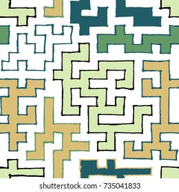 Graffiti Seamless Background. Abstract Psychedelic Motif with Labyrinth of Tangled Lines. Organic Hippie Style. Crazy Cartoon Pattern. Seamless Background for Textile, Wallpaper, Wrapping.