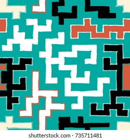 Graffiti Seamless Background. Abstract Psychedelic Motif with Labyrinth of Tangled Lines. Organic Hippie Style. Crazy Cartoon Pattern. Seamless Background for Textile, Wallpaper, Wrapping.