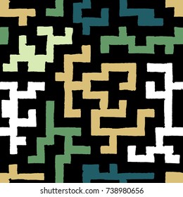 Graffiti Seamless Background. Abstract Psychedelic Motif with Labyrinth of Tangled Lines. Organic Hippie Style. Crazy Cartoon Pattern. Seamless Background for Textile, Wallpaper, Wrapping.