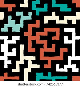 Graffiti Seamless Background. Abstract Psychedelic Motif with Labyrinth of Tangled Lines. Organic Hippie Style. Crazy Cartoon Pattern. Seamless Background for Textile, Wallpaper, Wrapping.