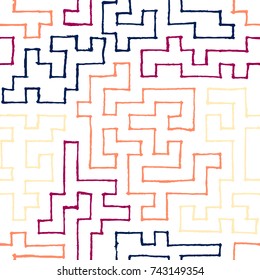Graffiti Seamless Background. Abstract Psychedelic Motif with Labyrinth of Tangled Lines. Organic Hippie Style. Crazy Cartoon Pattern. Seamless Background for Textile, Wallpaper, Wrapping.