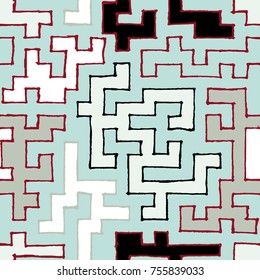 Graffiti Seamless Background. Abstract Psychedelic Motif with Labyrinth of Tangled Lines. Organic Hippie Style. Crazy Cartoon Pattern. Seamless Background for Textile, Wallpaper, Wrapping.
