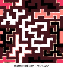 Graffiti Seamless Background. Abstract Psychedelic Motif with Labyrinth of Tangled Lines. Organic Hippie Style. Crazy Cartoon Pattern. Seamless Background for Textile, Wallpaper, Wrapping.