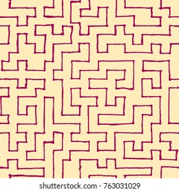 Graffiti Seamless Background. Abstract Psychedelic Motif with Labyrinth of Tangled Lines. Organic Hippie Style. Crazy Cartoon Pattern. Seamless Background for Textile, Wallpaper, Wrapping.