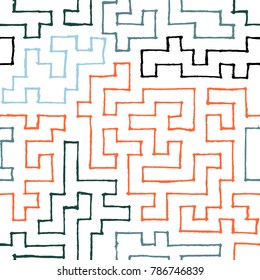 Graffiti Seamless Background. Abstract Psychedelic Motif with Labyrinth of Tangled Lines. Organic Hippie Style. Crazy Cartoon Pattern. Seamless Background for Textile, Wallpaper, Wrapping.