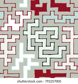 Graffiti Seamless Background. Abstract Psychedelic Motif with Labyrinth of Tangled Lines. Organic Hippie Style. Crazy Cartoon Pattern. Seamless Background for Textile, Wallpaper, Wrapping.