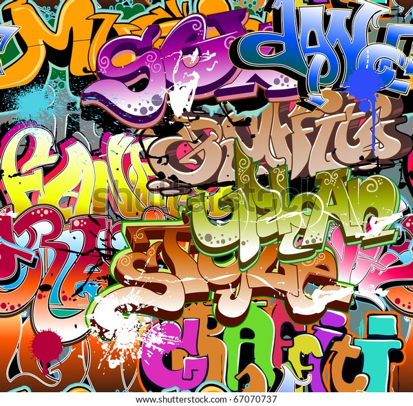 Graffiti Seamless Background Funky Hip Hop Stock Vector (Royalty Free ...