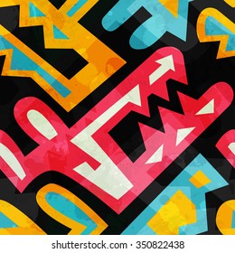Graffiti seamless pattern with grunge effect.