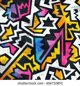 Graffiti Seamless Pattern With Grunge Effect (vector Eps 10)