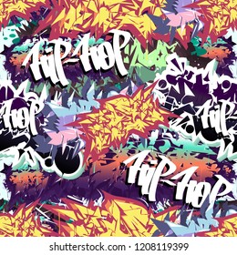 Аbstract graffiti seamless pattern, vector.