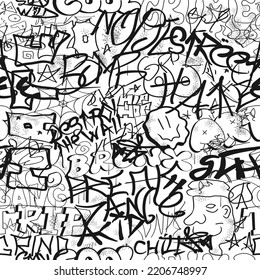 Graffiti seamless pattern wallpaper art.Vector graphic background illustration.Graffiti lettering,urban art seamless pattern wallpaper print concept