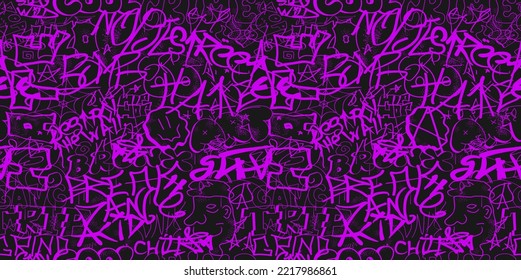 Graffiti seamless pattern wallpaper art.Vector graphic background illustration.Graffiti lettering,urban art seamless pattern wallpaper print concept