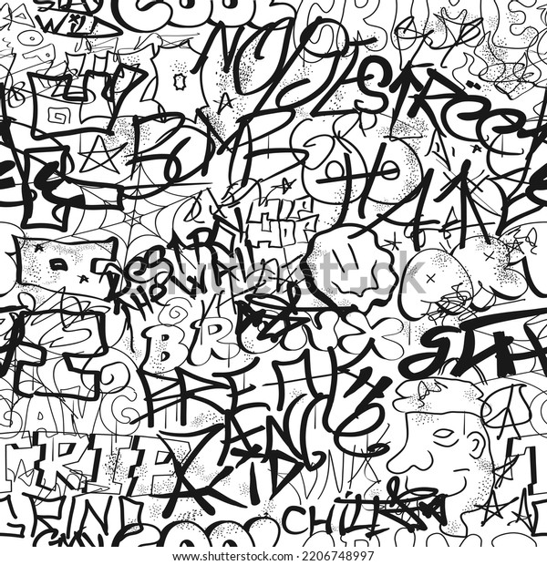 Graffiti Seamless Pattern Wallpaper Artvector Graphic Stock Vector ...