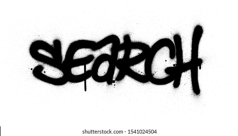 graffiti search word sprayed in black over white
