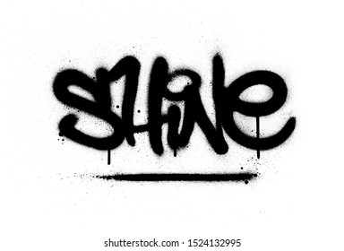 graffiti shine word sprayed in black over white