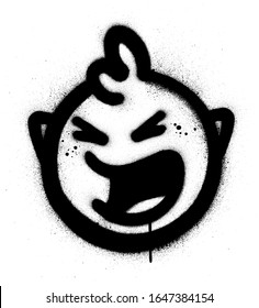 graffiti shouting angry icon sprayed in black over white