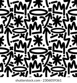 Graffiti Sign Seamless Pattern White Background