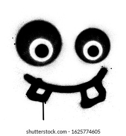 graffiti silly stare square icon sprayed over white