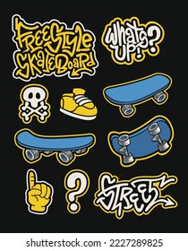 graffiti and skadeboard set vector design