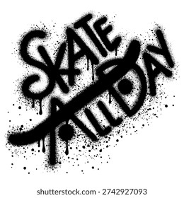 Graffiti Skate All Day text sprayed in black over white.
