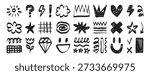 Graffiti sketch symbols set collection doodle hand drawn icon. Outline drawing crown star heart line clipart symbol. Vector illustration