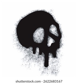 graffiti skull sprayed black on white.
