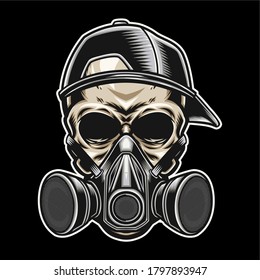 cráneo de graffiti en ilustración vectorial