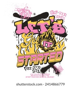graffiti slogan design with punk doodle art