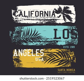 graffiti slogan print, California Ocean side stylish t-shirt and apparel trendy design with palm trees silhouettes, typography, print Tee.eps8