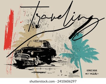 graffiti slogan print with neon spray, t shirt graphics print vector illustration design, vector grunge background, Urban typography hipster street art for graphic t- shirt.eps8