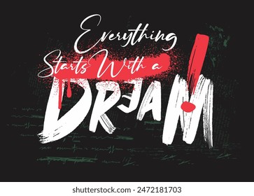 graffiti slogan print with neon spray, t shirt graphics print vector illustration design, Urban typography hipster street art for graphic t- shirt,