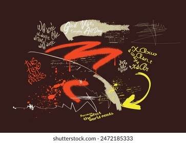graffiti slogan print with neon spray, t shirt graphics print vector illustration design, Urban typography hipster street art for graphic t- shirt and other, 15.eps