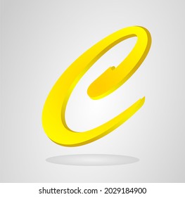 graffiti small fat c font sprayed in Gold Yellow