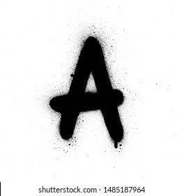 graffiti small fat A font sprayed in black over white